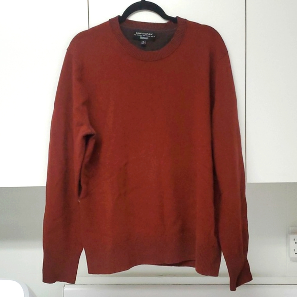 Banana Republic XL Flipucci Mens Swester Rust Color Fine Italian Yarn Wool Sim